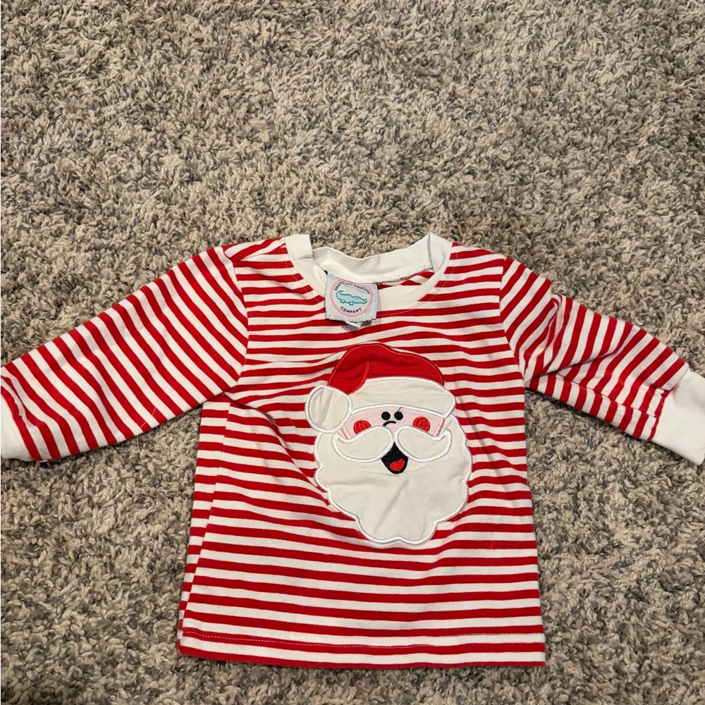 Red and White Striped Santa Kids Shirt